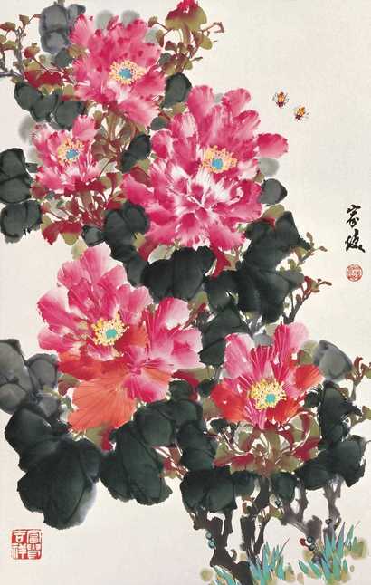 程家焕 牡丹 立轴
